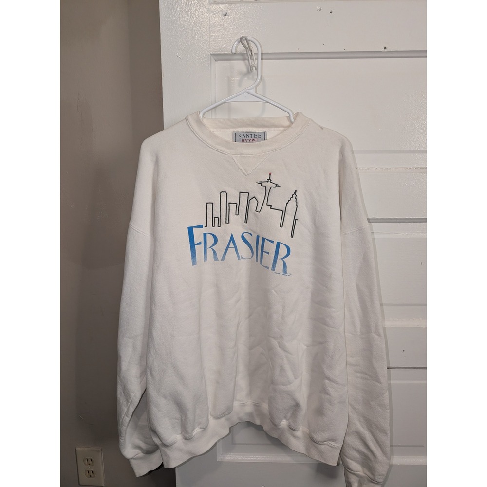 Vintage Frasier TV Show Promo Sweatshirt Santee HVYWT White Seattle Skyline XL